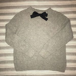 J Crew Gray Sweater with Black Bow, Size Small